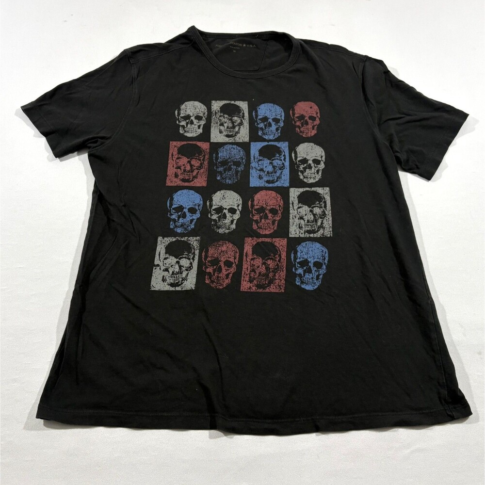 John Varvatos Star USA Mens Graphic Black Skull Short Sleeve Crew T-shirt Sz M